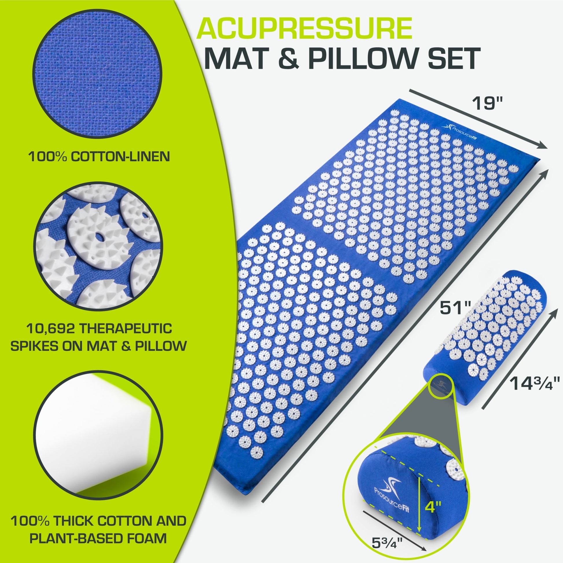 Acupressure Mat and Pillow Set 