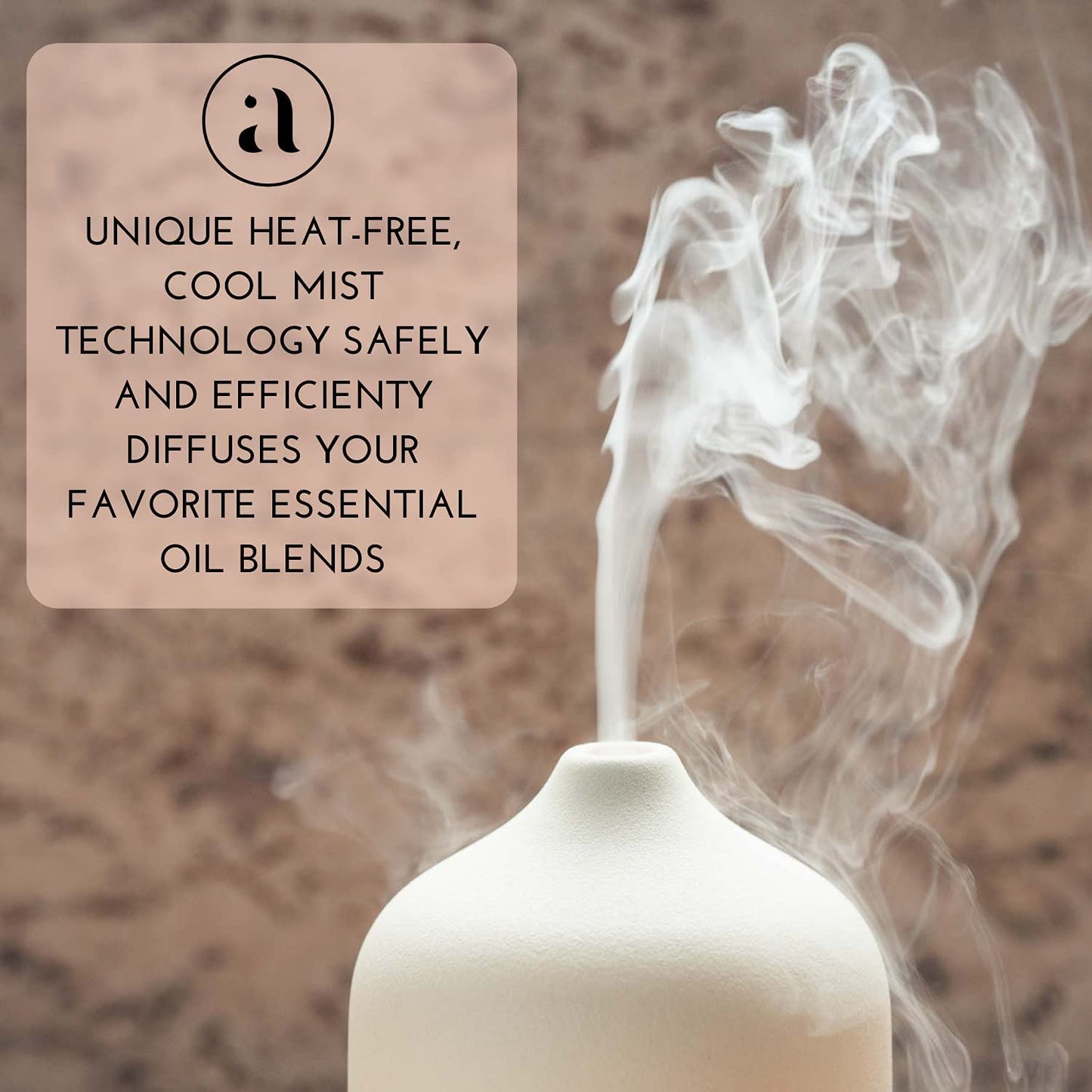 Ceramic Diffusers for Essential Oils - Elegant Stone Aromatherapy Diffuser for Home and Office - 3 in One Diffuse, Humidify and Ionize - Easy to Use - Stone