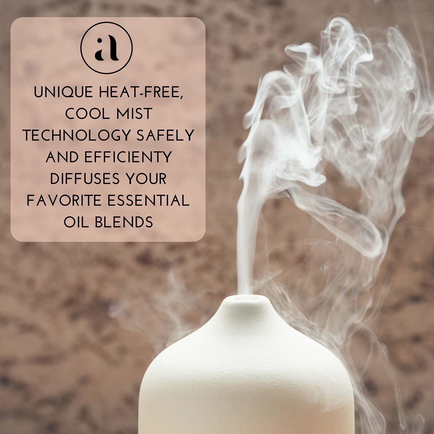 Ceramic Diffusers for Essential Oils - Elegant Stone Aromatherapy Diffuser for Home and Office - 3 in One Diffuse, Humidify and Ionize - Easy to Use - Stone