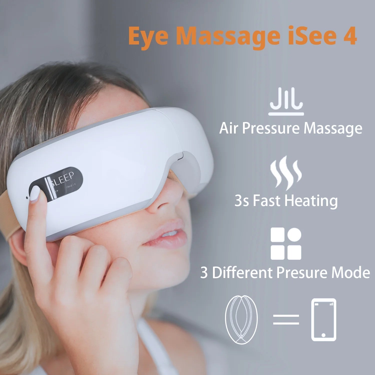 Isee4 Eye Massager with Heat Air Pressure, Electric Shiatsu Massager for Dry Eye, Eye Strain, Eye Fatigue Relief & Better Sleep