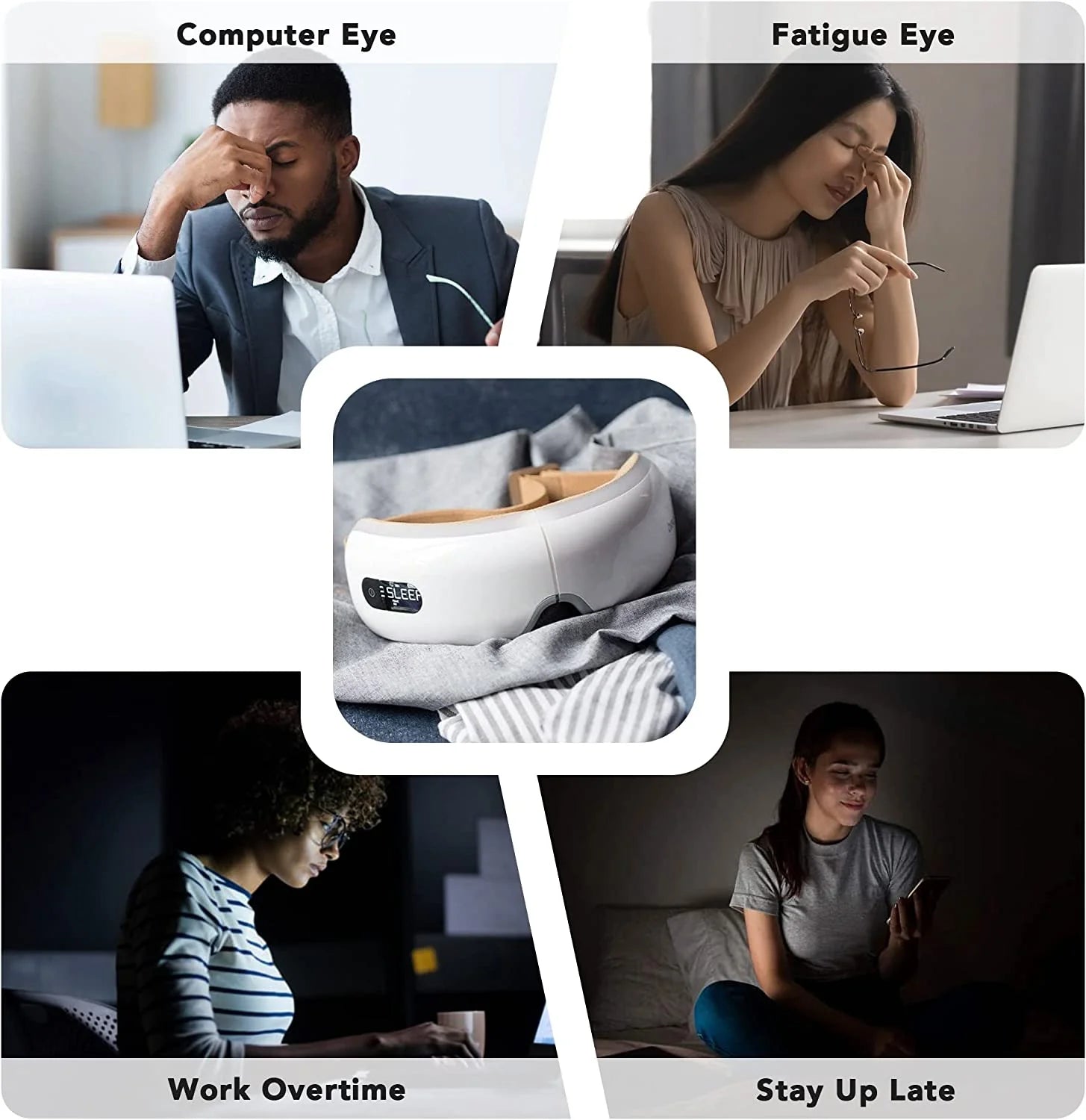 Isee4 Eye Massager with Heat Air Pressure, Electric Shiatsu Massager for Dry Eye, Eye Strain, Eye Fatigue Relief & Better Sleep