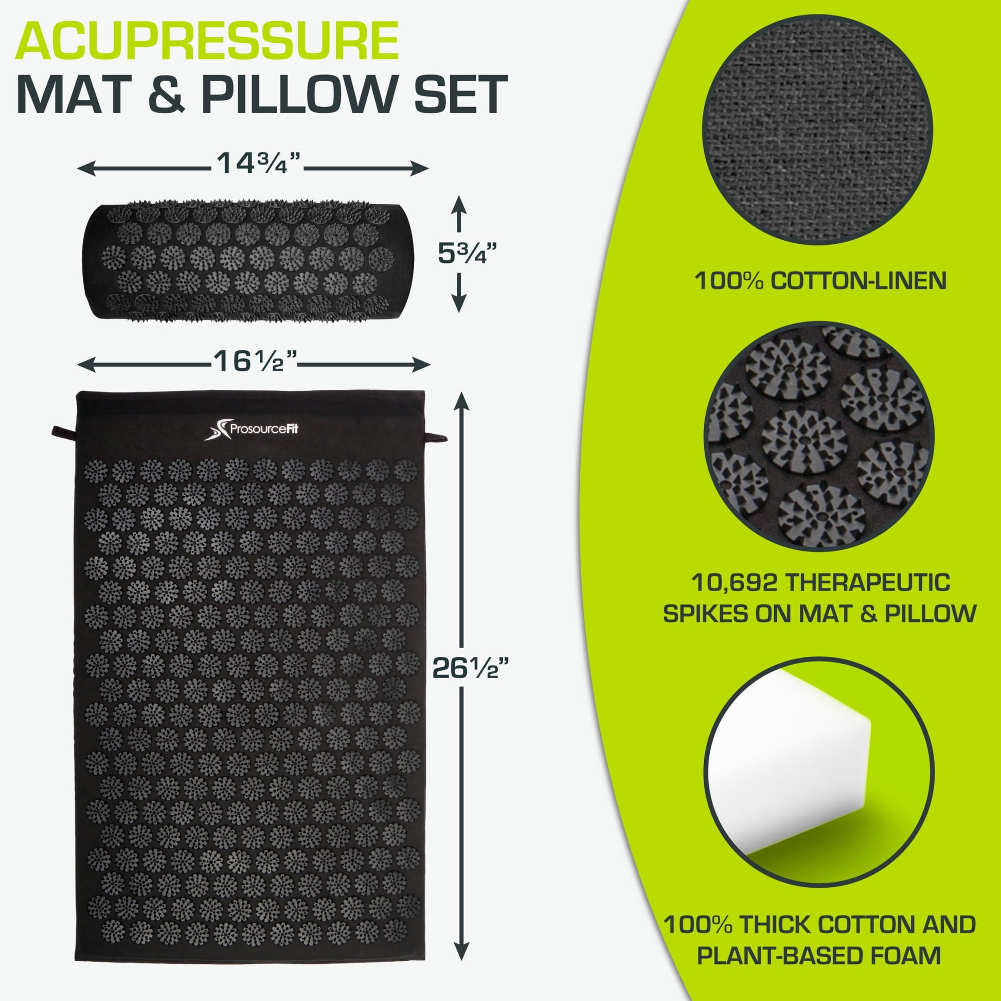 Acupressure Mat and Pillow Set